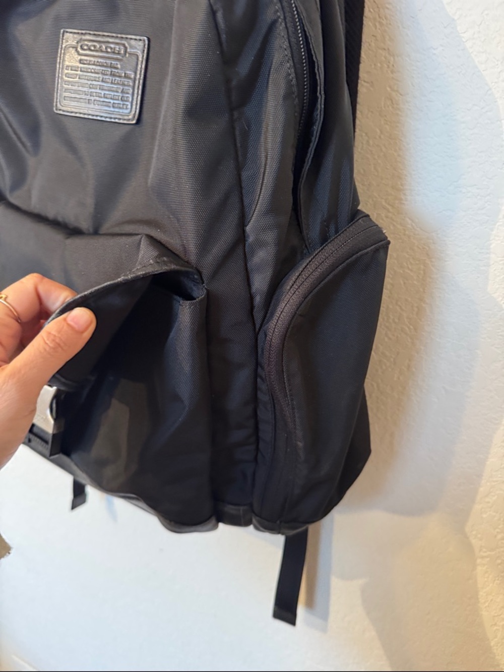 Coach Black Nylon Men’s Backpack with Front Buckle - Picture 4 of 8
